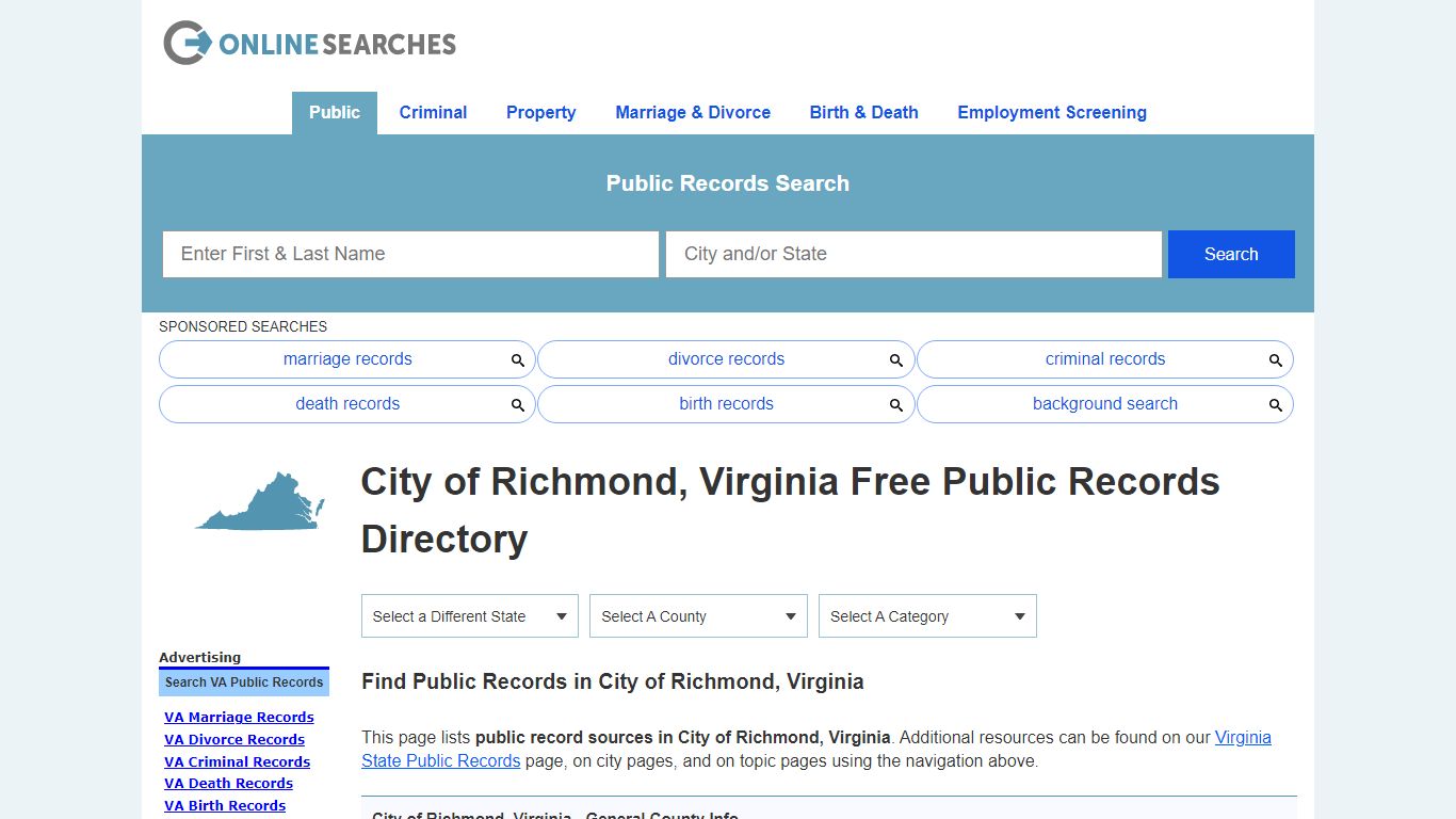 City of Richmond, Virginia Free Public Records Directory